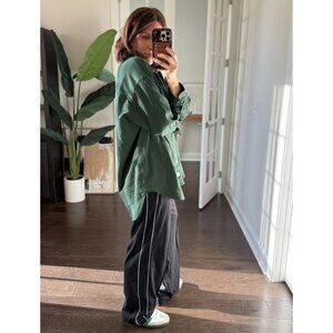 Athleta Black Wide-Leg Pants 2X With White Side Stripes & Back Zipper Pockets